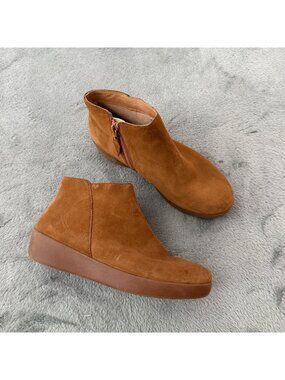 FitFlop Sumi Suede Ankle Boots Shoes Brown Womens 6.5 Fit Flop